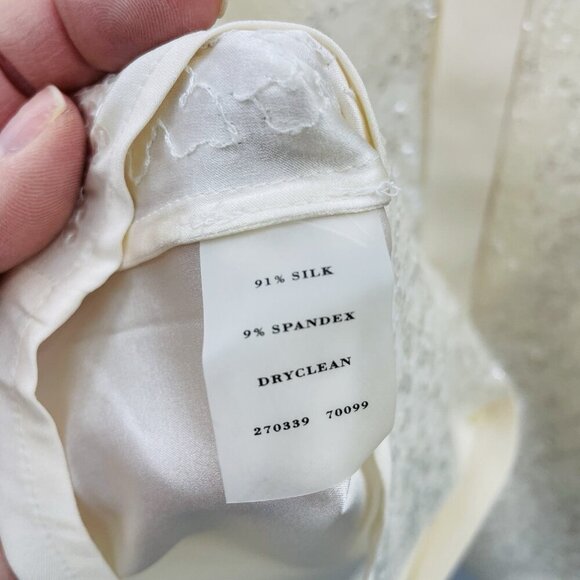 Ann Taylor Womens Size 6 Silk Sequin Detail Button Down Blouse Cream $198 2238 - Picture 6 of 6